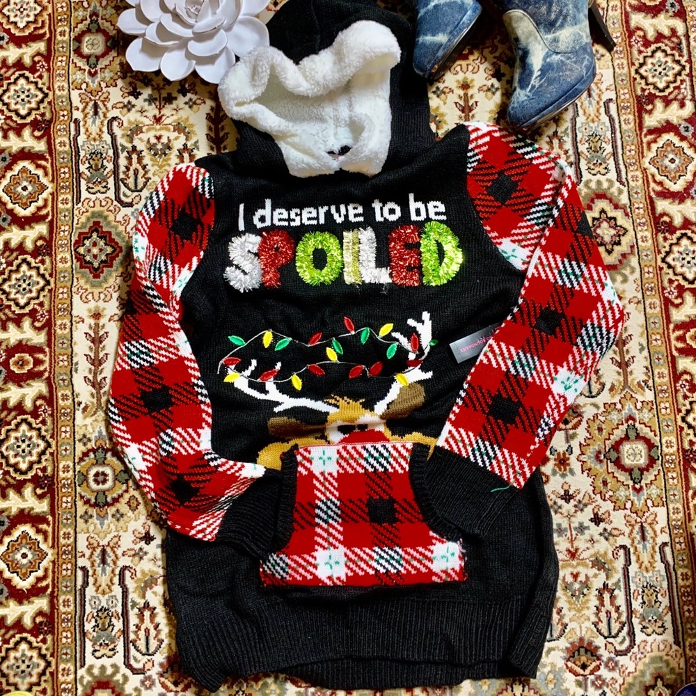 Black Christmas Hooded Knit